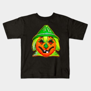 Pumpkin Scarecrow Mask Kids T-Shirt